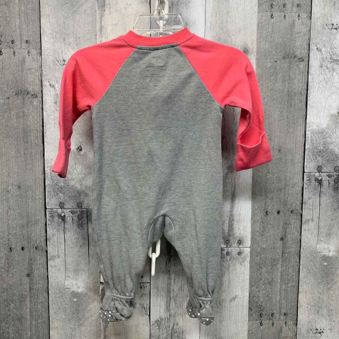 Size 3 Months Gray/Pink Sport Brand Footy PJs