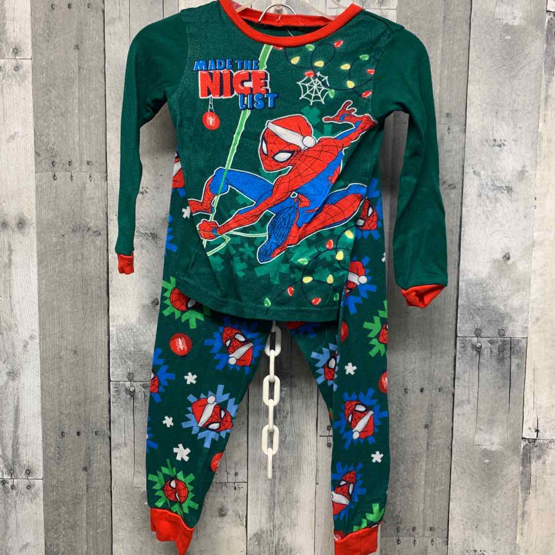Size 6 Green Print Spiderman 2pc PJs