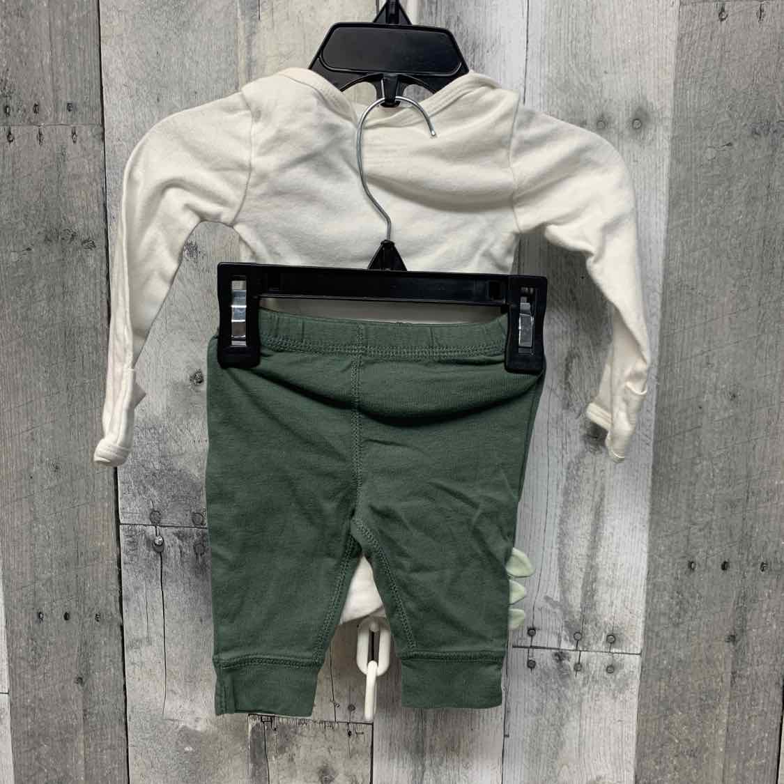 Size 3 Months White/Green Carter's Shirt/Pants