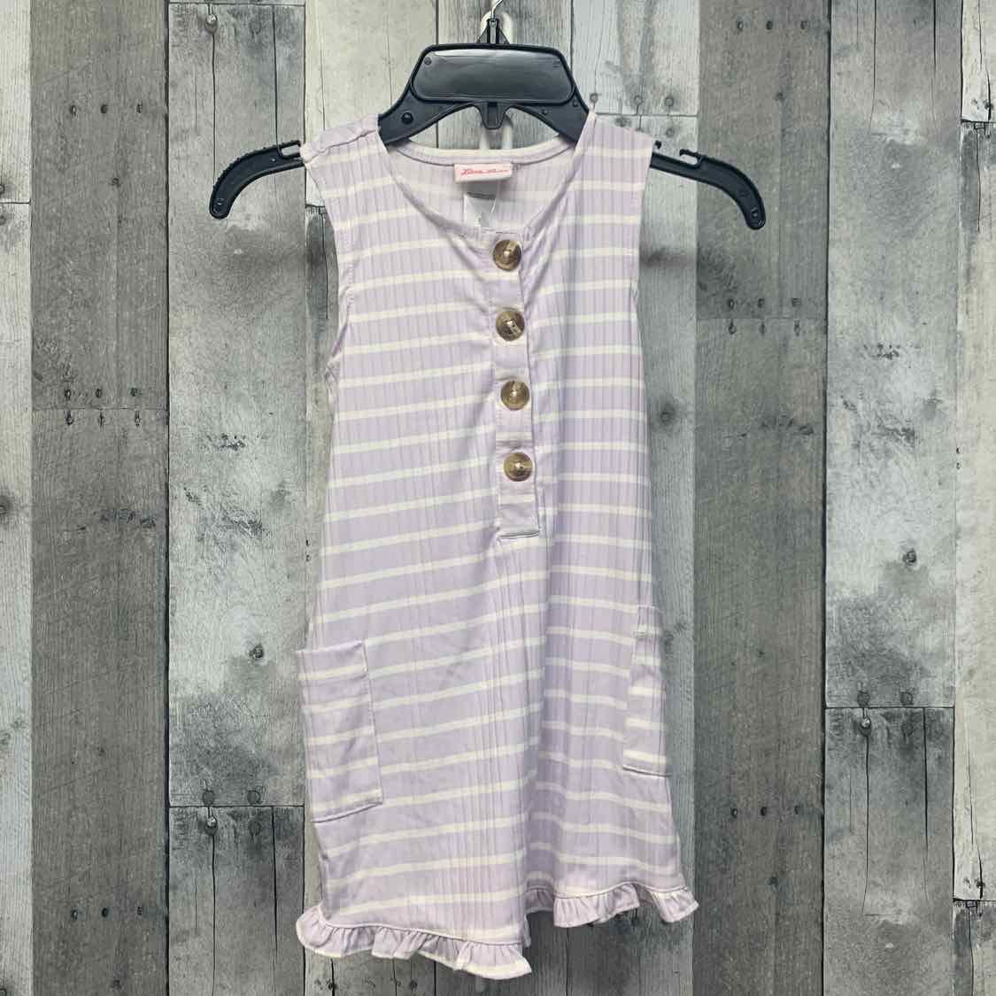 Size 5 Purple Striped Little Lass Romper