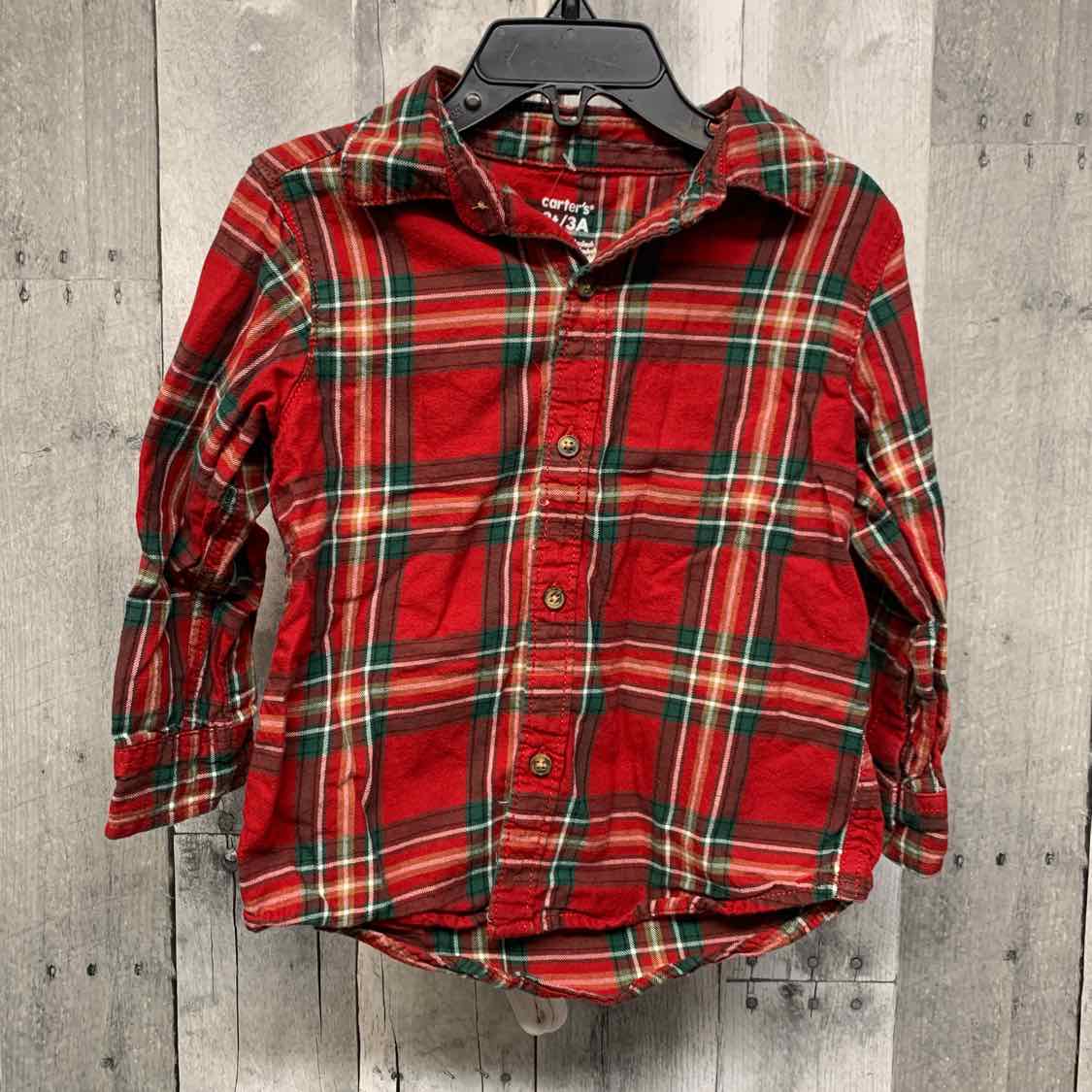 Size 3T Red/Green Carter's LS Button Up