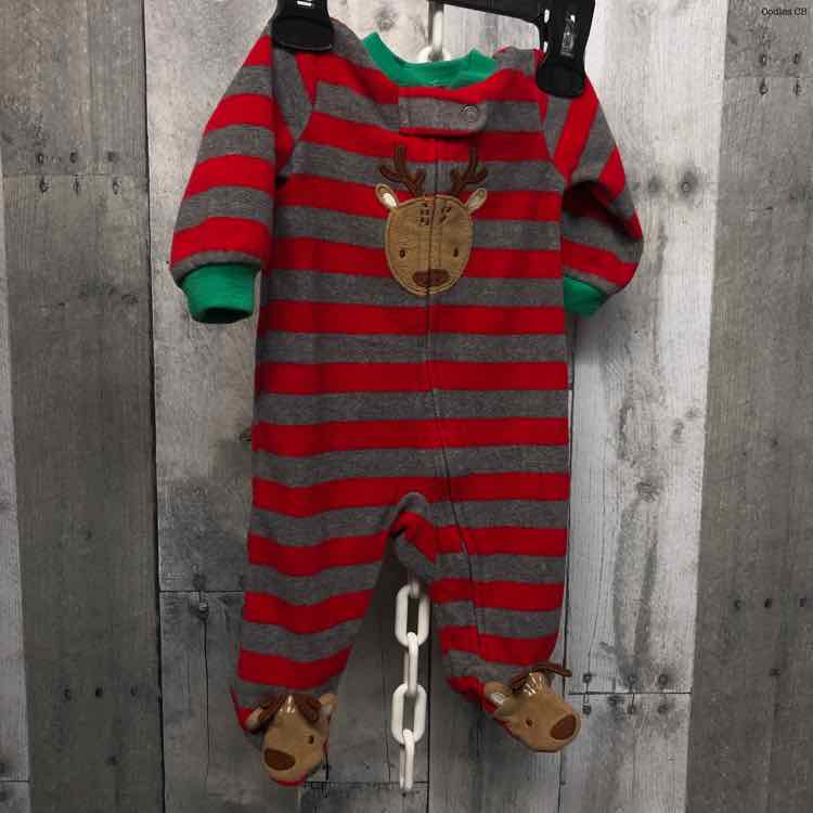 Size Newborn Red/Gray Just One You Footy PJs