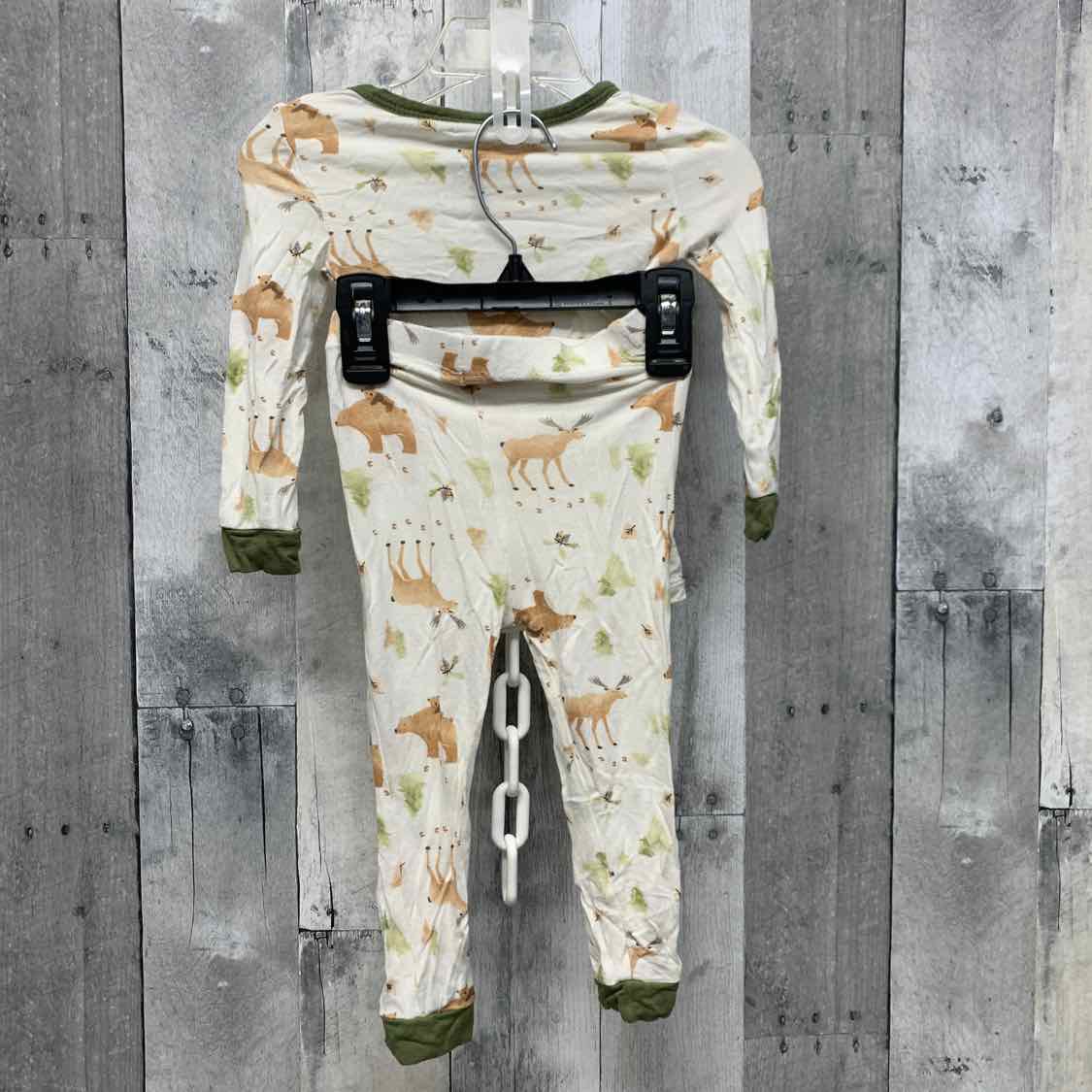 Size 12 Months White Print Bamboo 2pc PJs