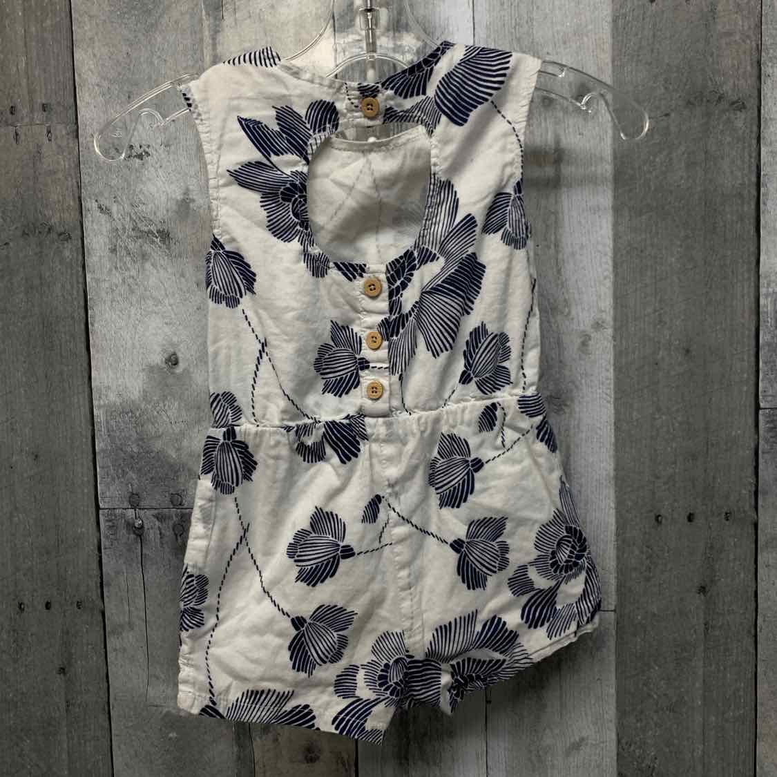 Size 12-18 Months White/Navy Old Navy Romper - OodlesCB