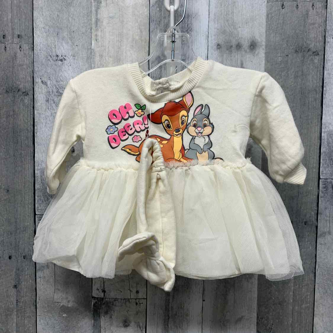 Size 0-3 Months Ivory Disney LS Dress