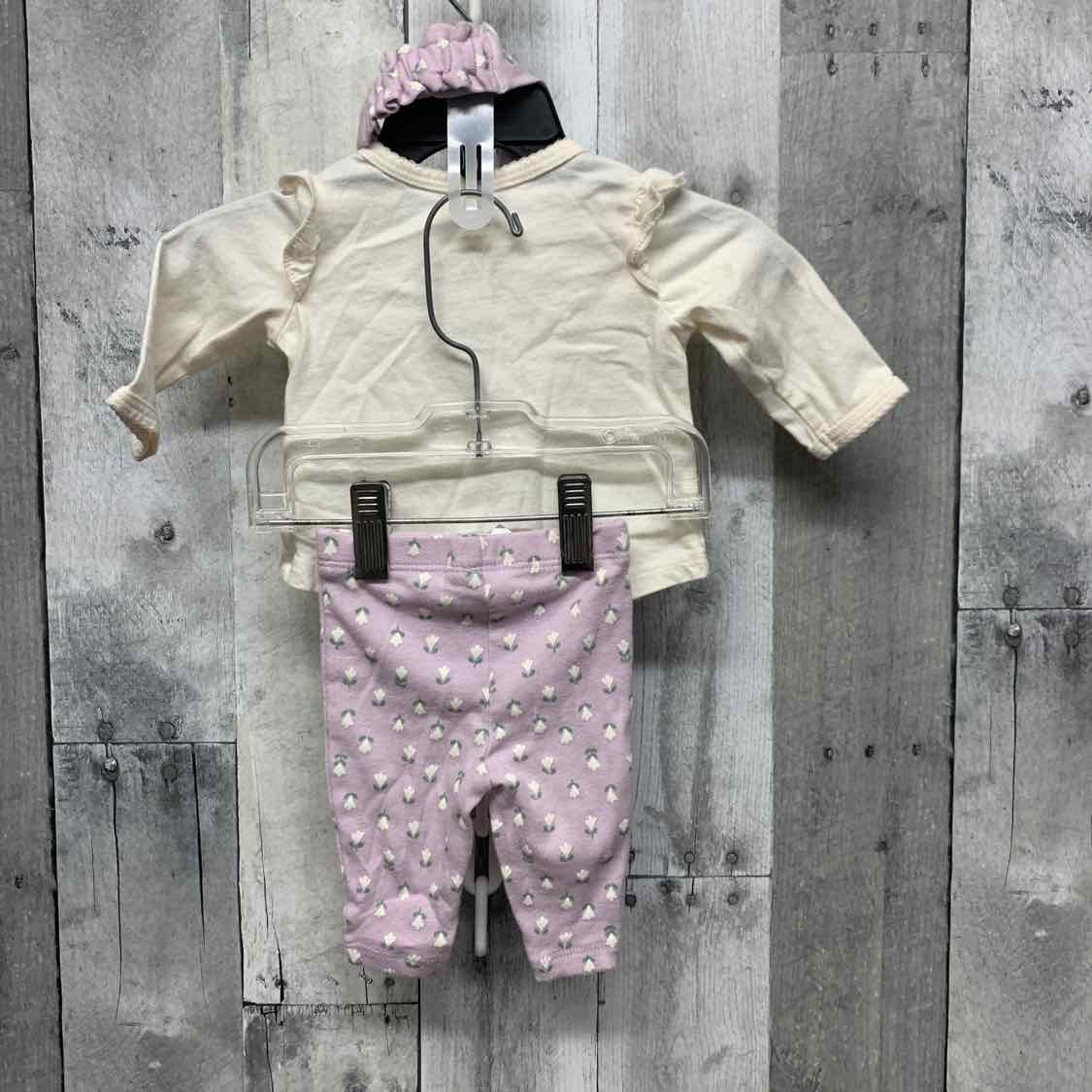 Size Newborn White/Purple Carter's Shirt/Pants