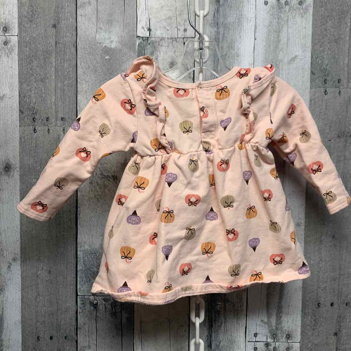 Size 12 Months Pink Print B Brand LS Dress