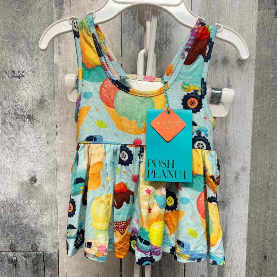 Size 0-3 Months Blue/Tan Posh Peanut Shirt/Shorts