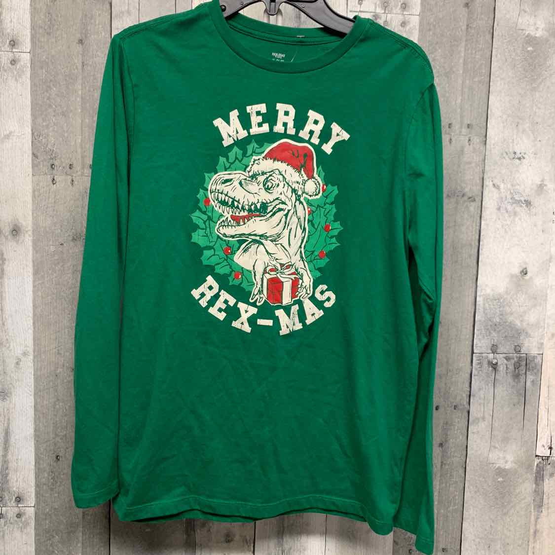 Size 14/16 Green Graphic Holiday Brands Long Sleeve Shirt