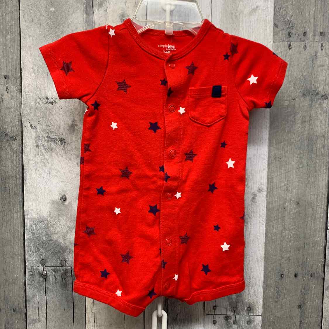 Size 3-6 Months Red/Blue Simple Joys Romper