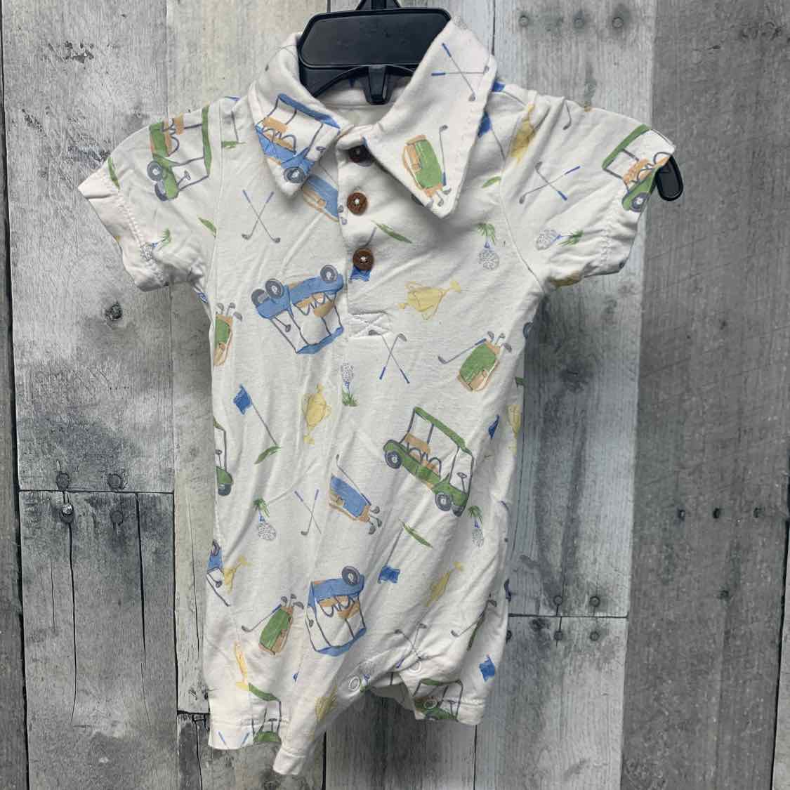 Size 0-3 Months White Print Boutique Brand Romper