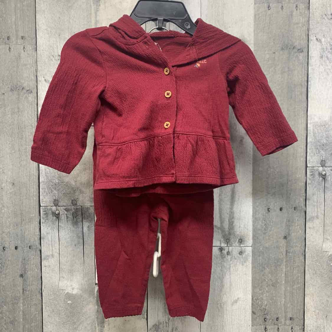 Size 6 Months Burgundy Carter's Shirt/Pants