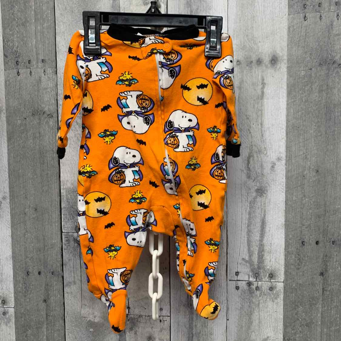 Size 0-3 Months Orange Graphic Peanuts Footy PJs
