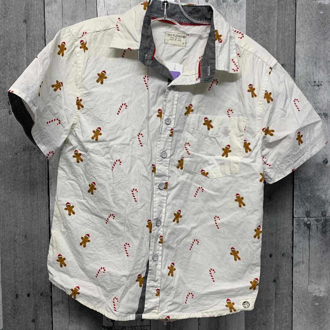 Size 8 White/Red Free Planet Button Up