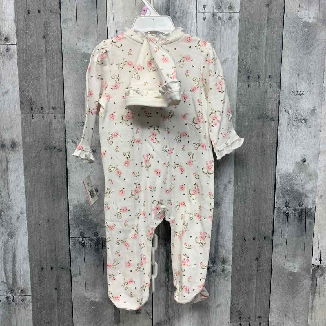 Size 9 Months White/Pink Little Me Footy PJs