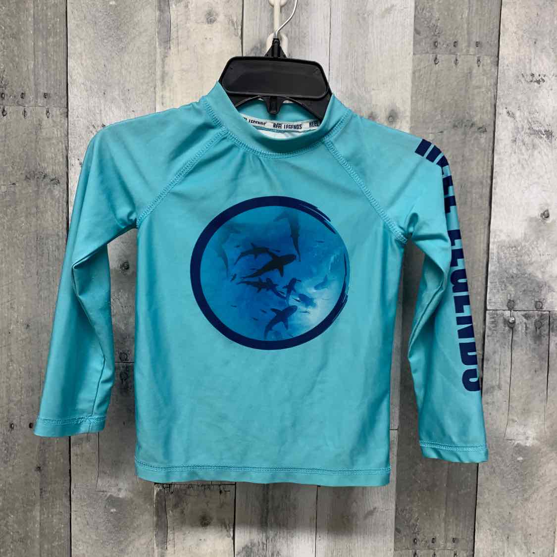 Size 4T Teal Print Reel Legends Swim Top
