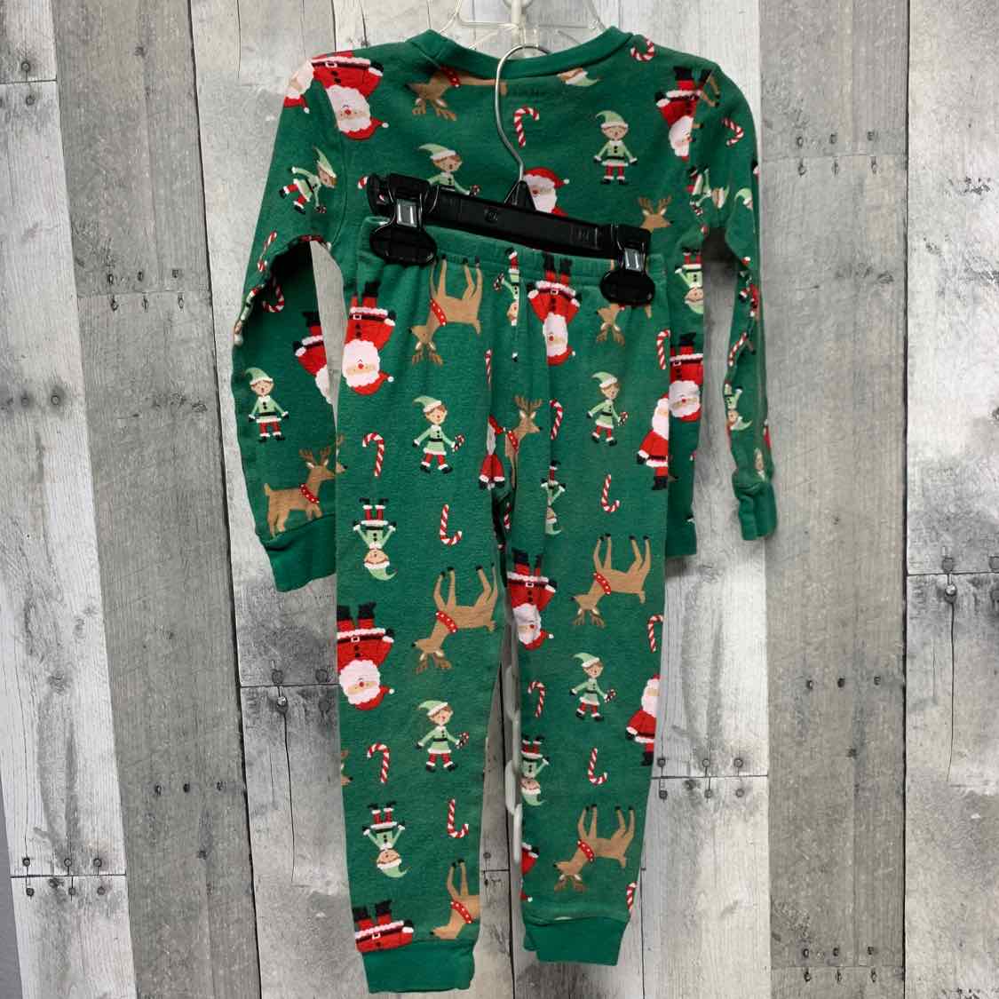 Size 3T Green Print Just One You 2pc PJs