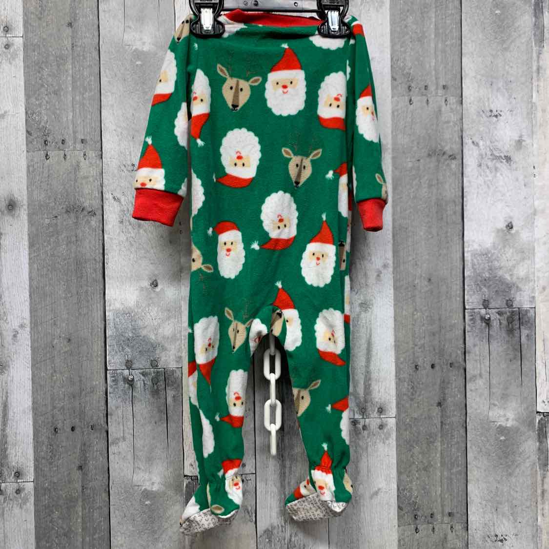 Size 12 Months Green Print Carter's Footy PJs