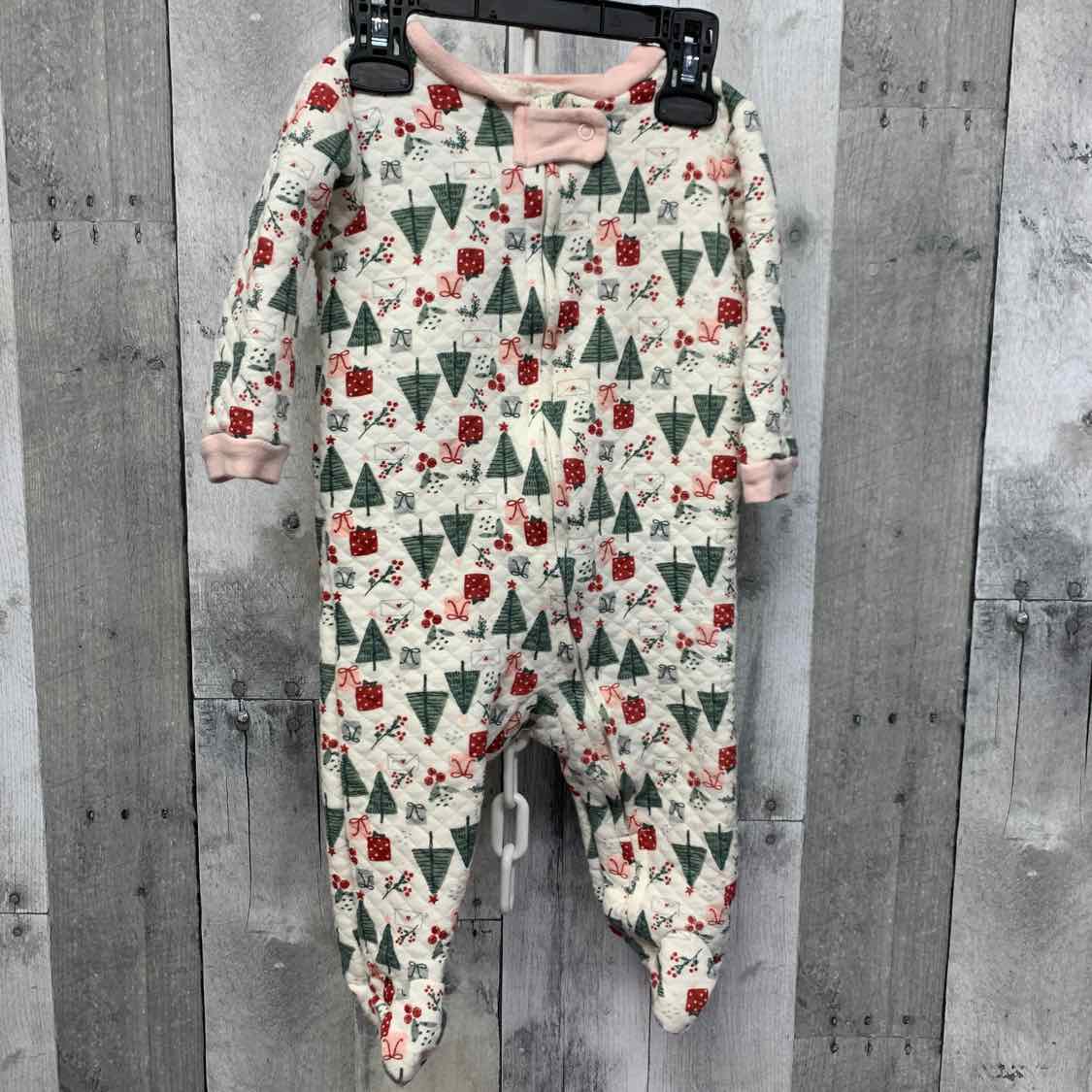 Size 6-9 Months White Print Chick Pea Footy PJs