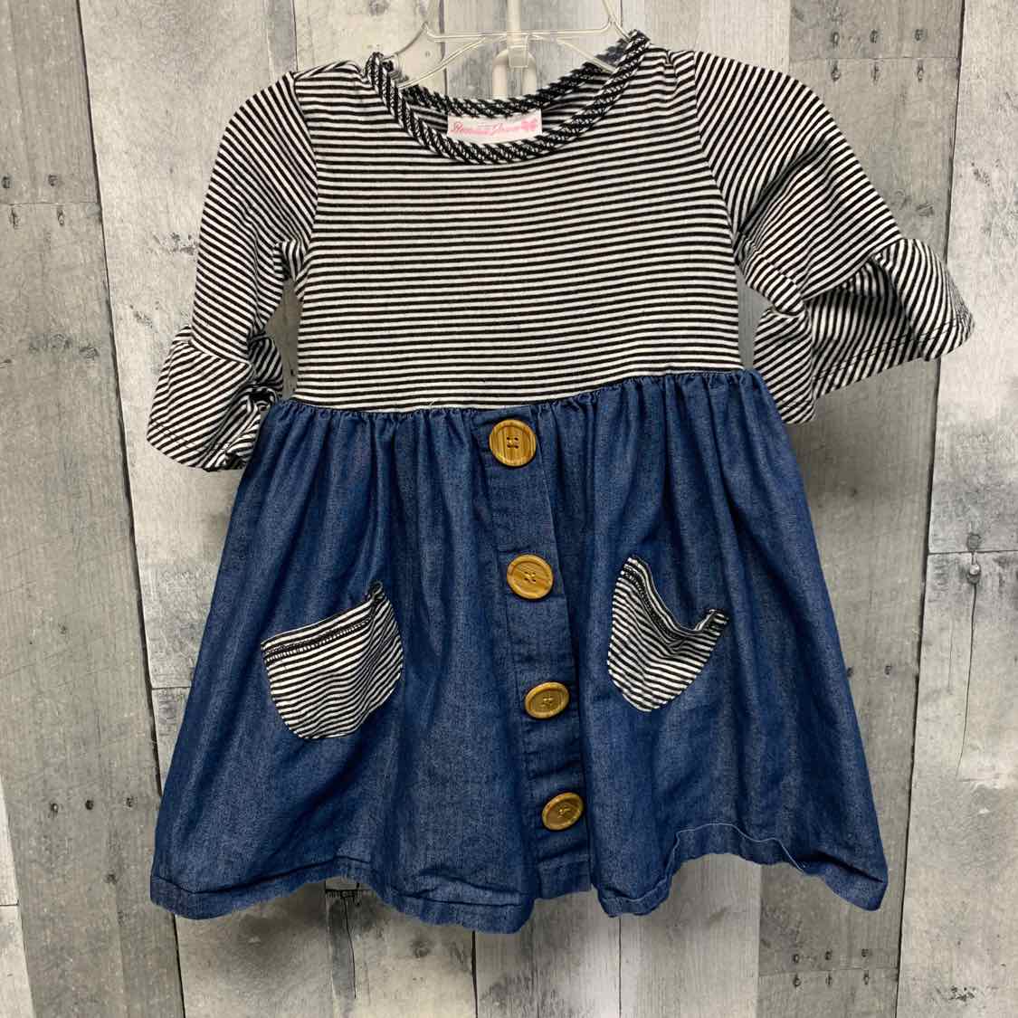 Size 2T Black/Navy Bonnie Jean/Baby LS Dress