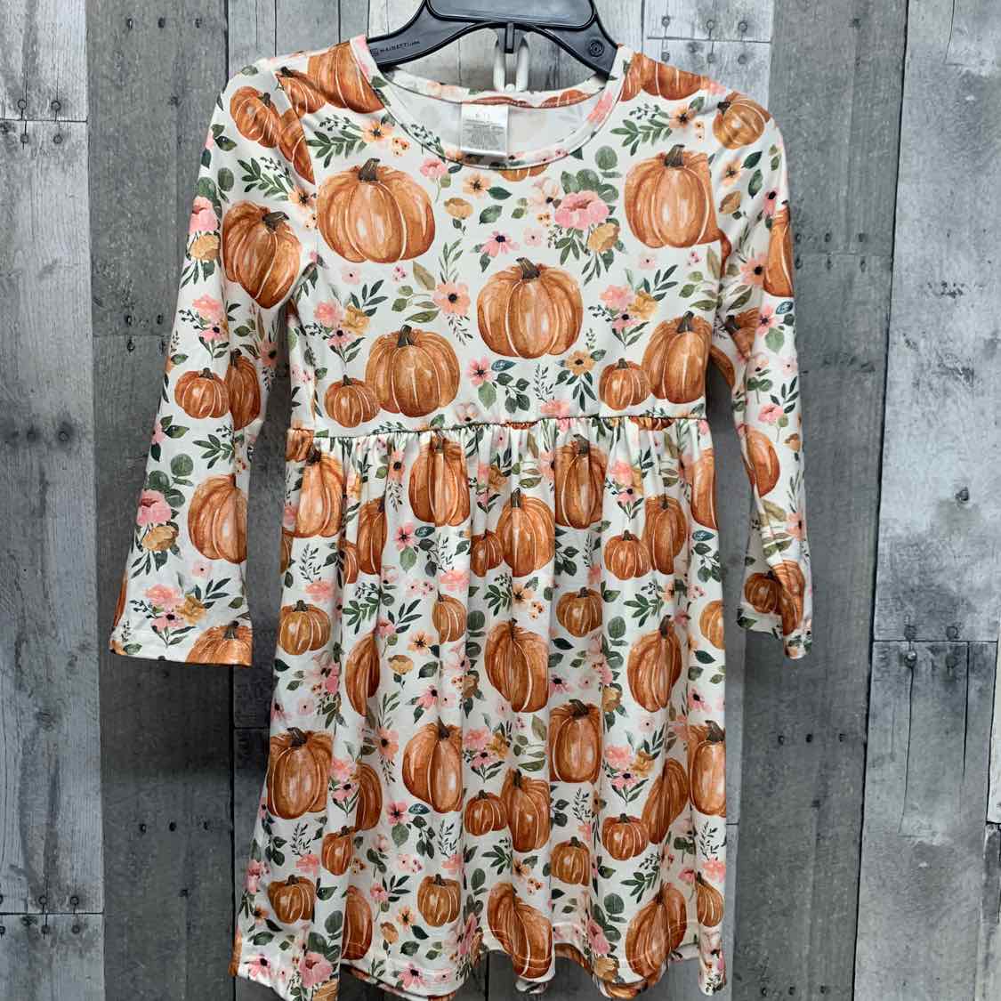 Size 6/7 White/Orange B Brand LS Dress