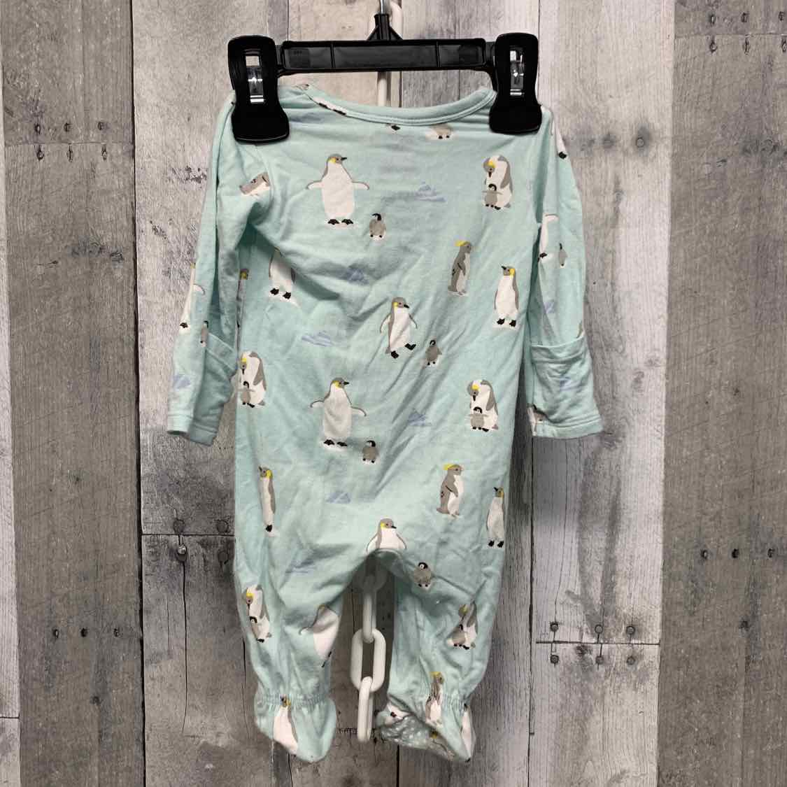 Size Newborn Blue Print Bamboo Footy PJs