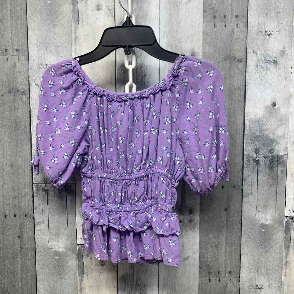 Size Medium Purple Floral Print Mid Brand T Shirt