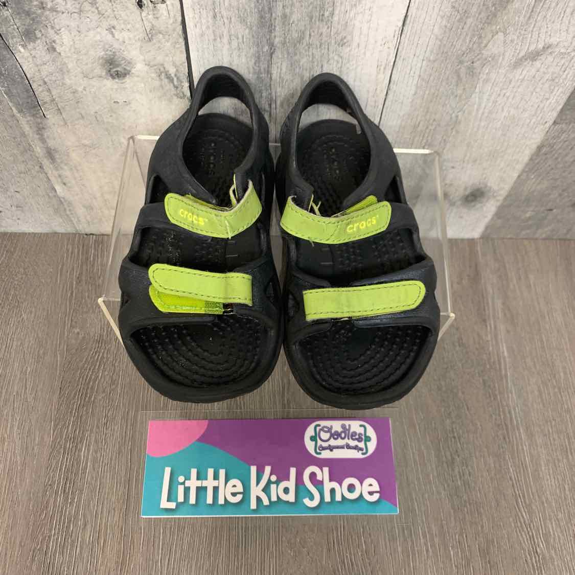 Size 7 Black/Green Crocs Sandals