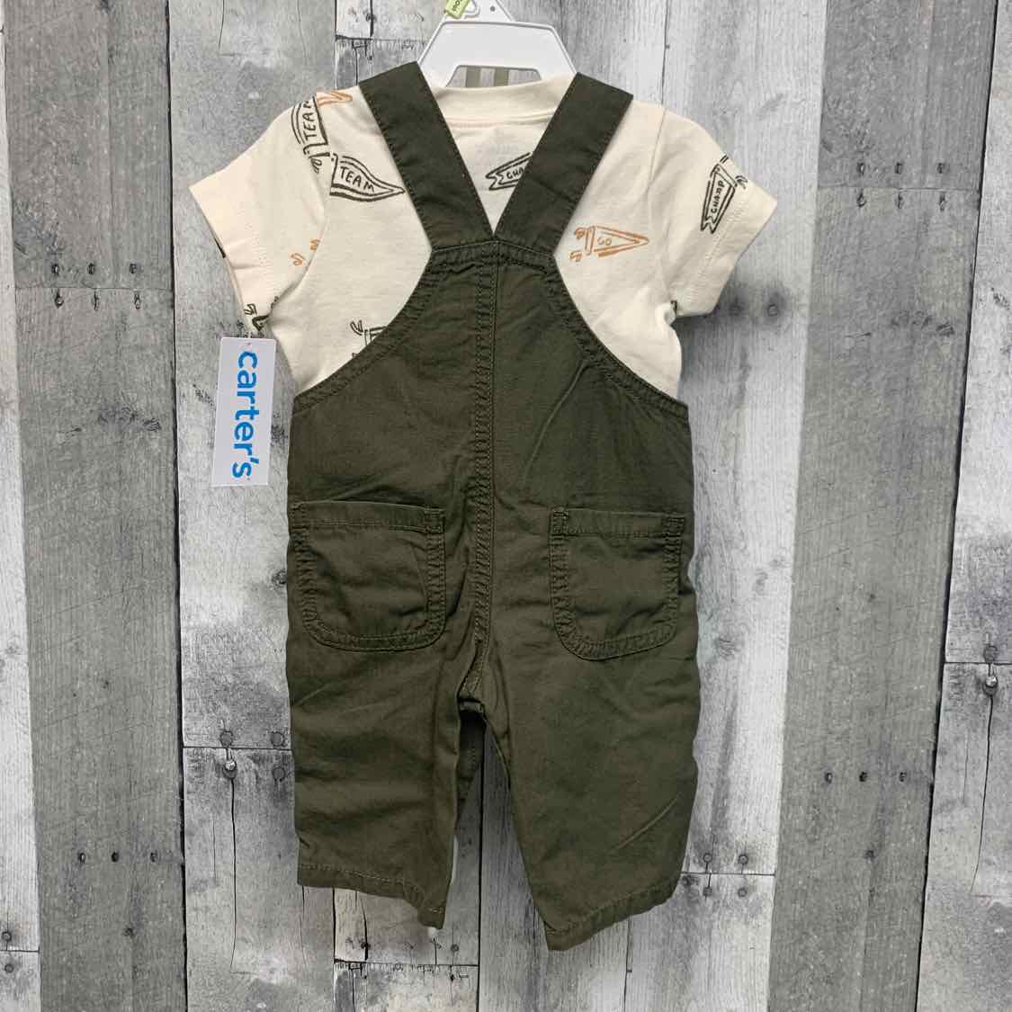 Size 3 Months White/Green Carter's Shirt/Pants