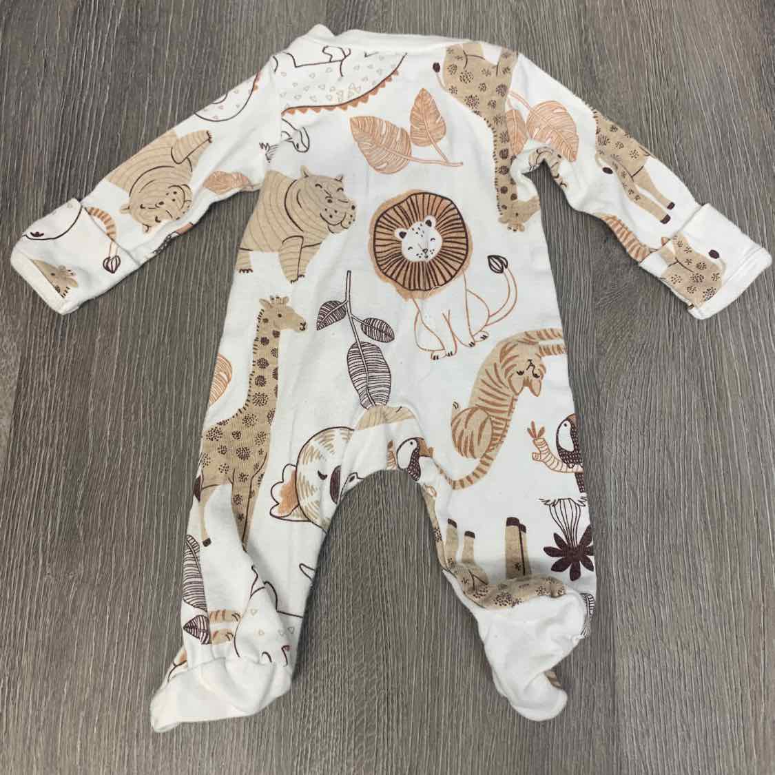 Size Preemie Tan/White Carter's Footy PJs