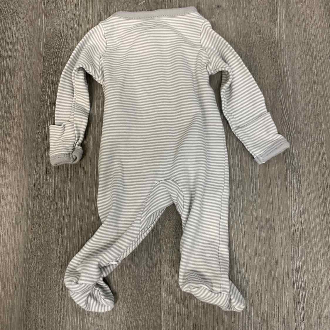 Size Preemie Gray Striped Simple Joys Footy PJs