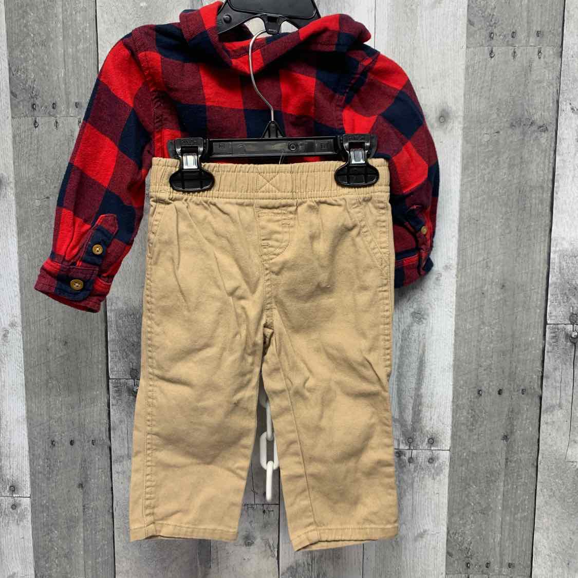 Size 12 Months Red/Tan Wrangler Shirt/Pants
