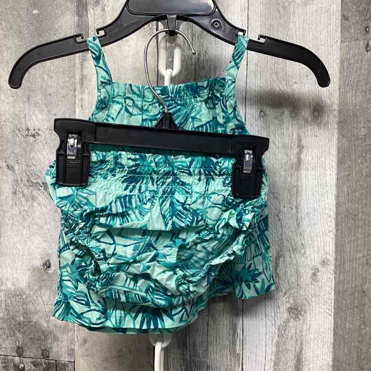 Size 3 Months Teal Print Carter's Shirt/Shorts - OodlesCB