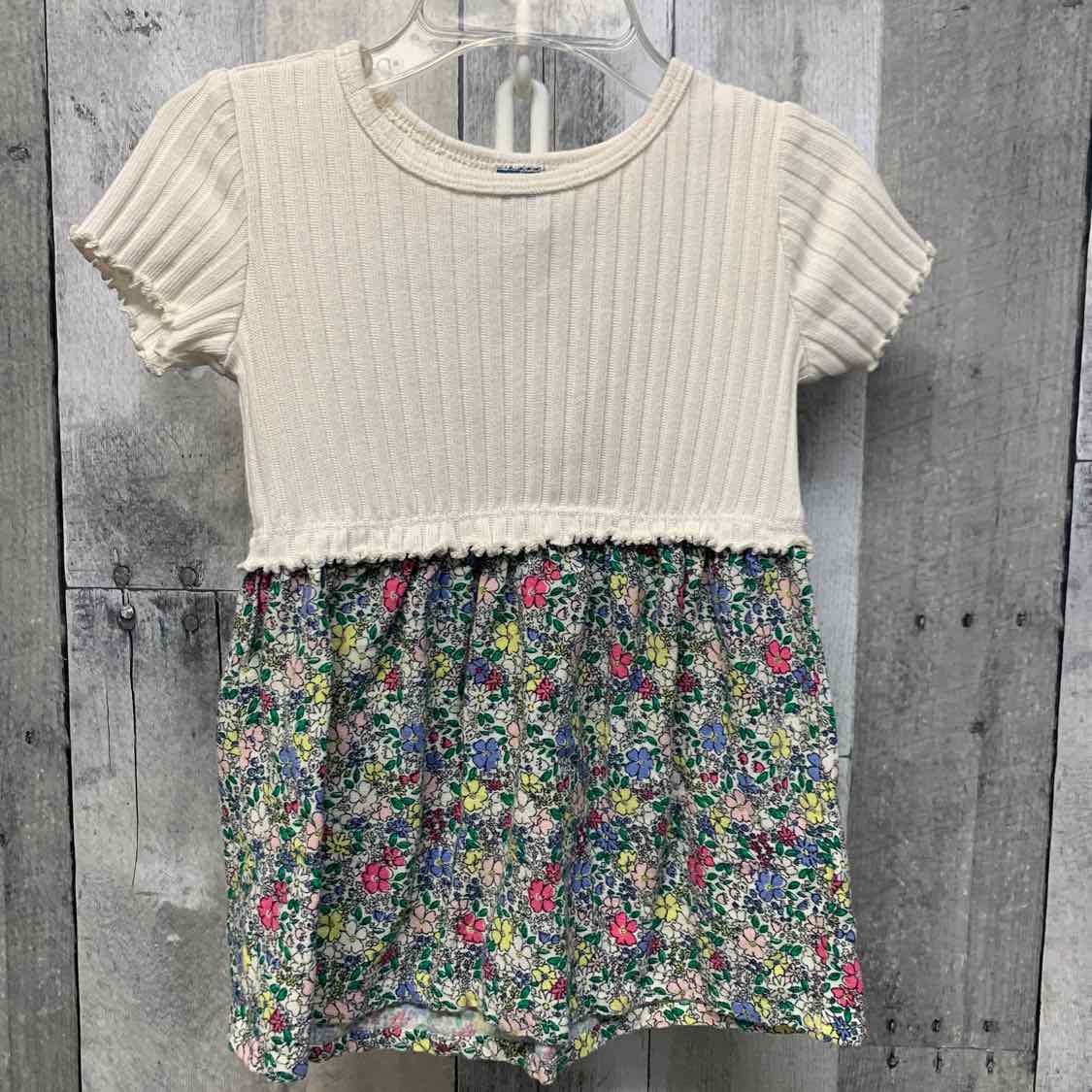 Size 12-18 Months White Floral Print Old Navy Dress - Knit
