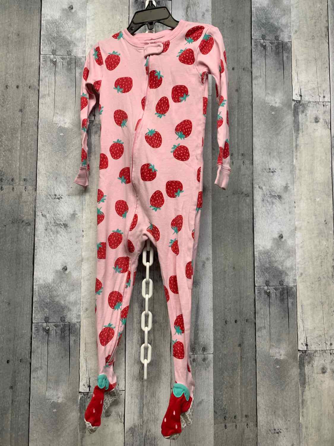 Size 3T Pink Print Carter's Footy PJs