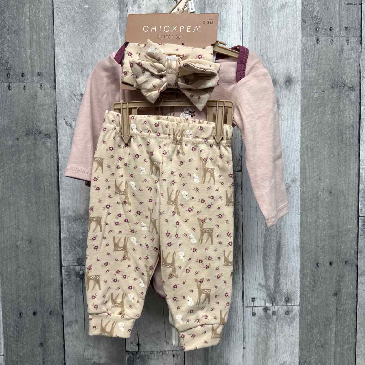 Size 0-3 Months Tan/Purple Chick Pea Shirt/Pants