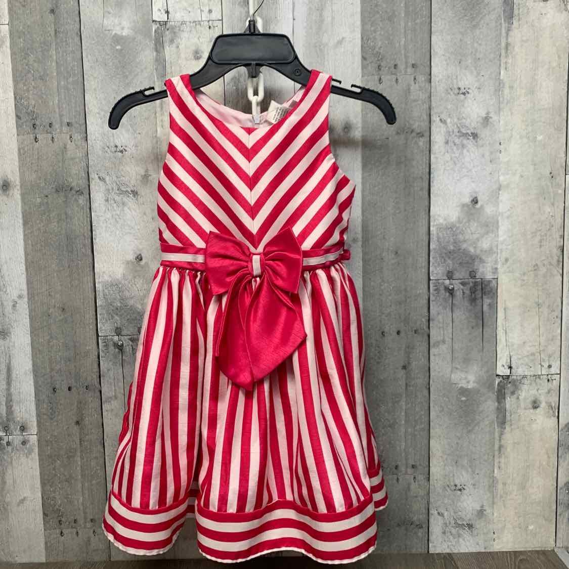 Size 6/6X Pink Striped Sweet Heart Rose Dress