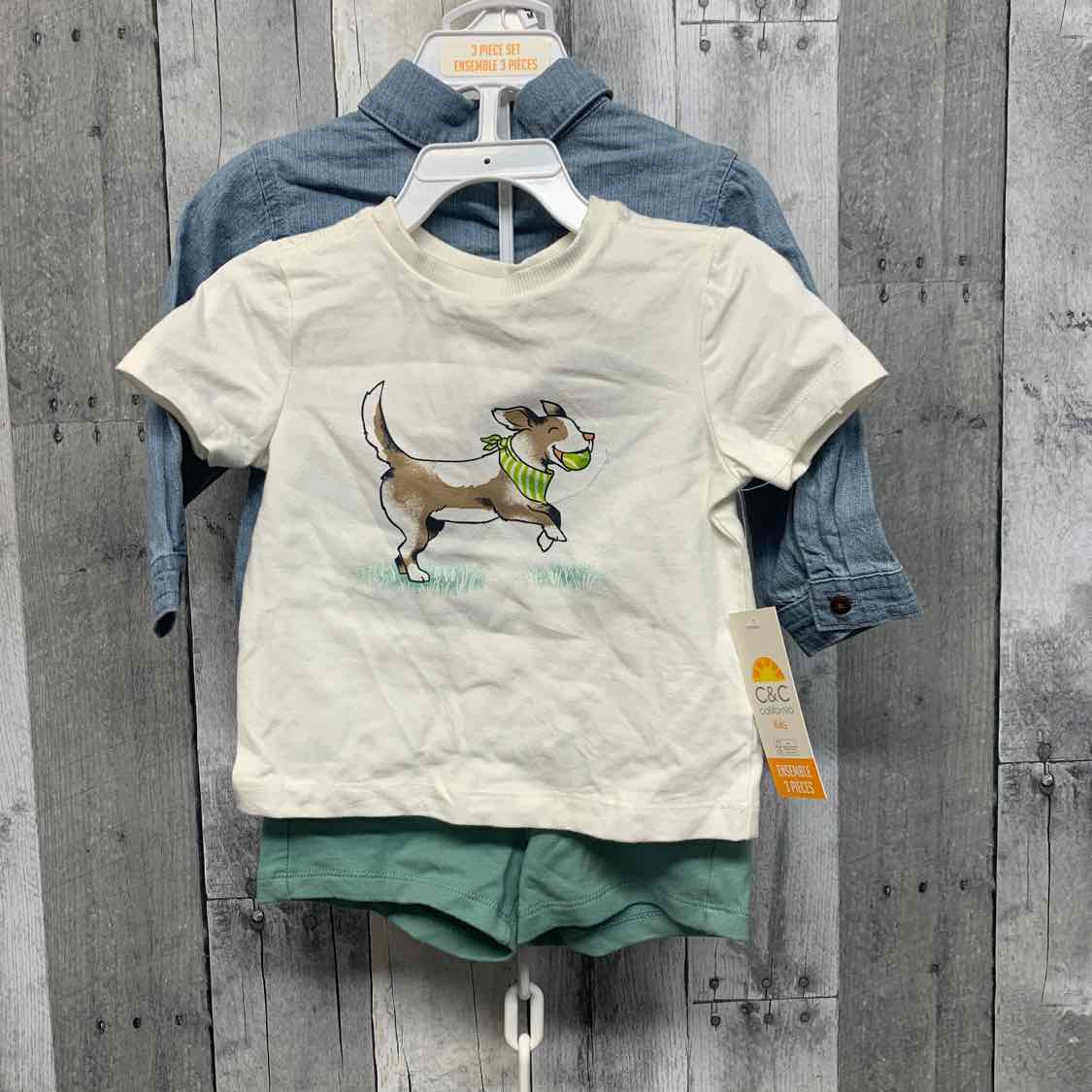 Size 12 Months White/Green B Brand Shirt/Shorts