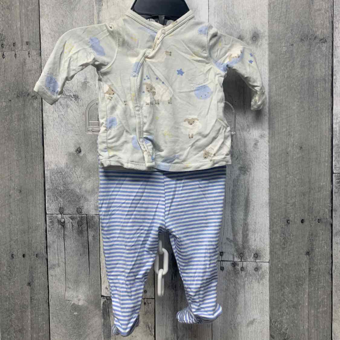 Size Newborn Blue Print Bamboo Shirt/Pants