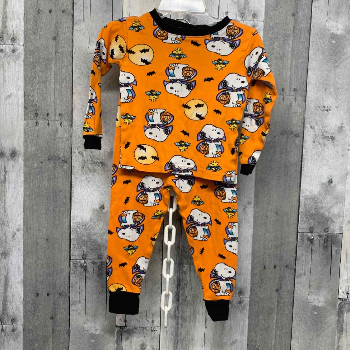 Size 3T Orange Print Peanuts 2pc PJs