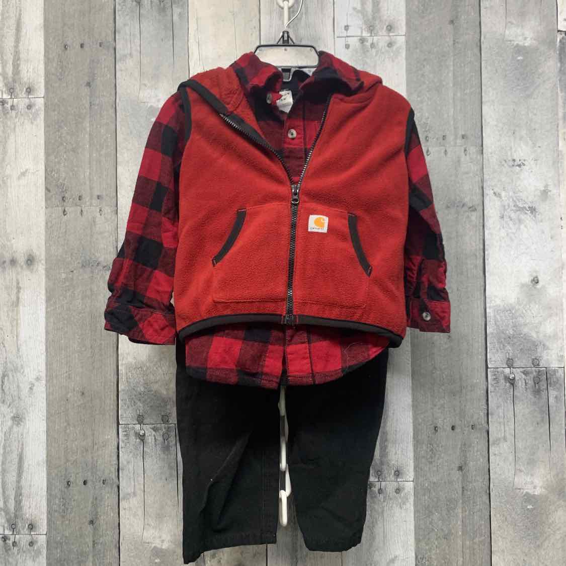 Size 18 Months Red/Black Carhartt Shirt/Pants