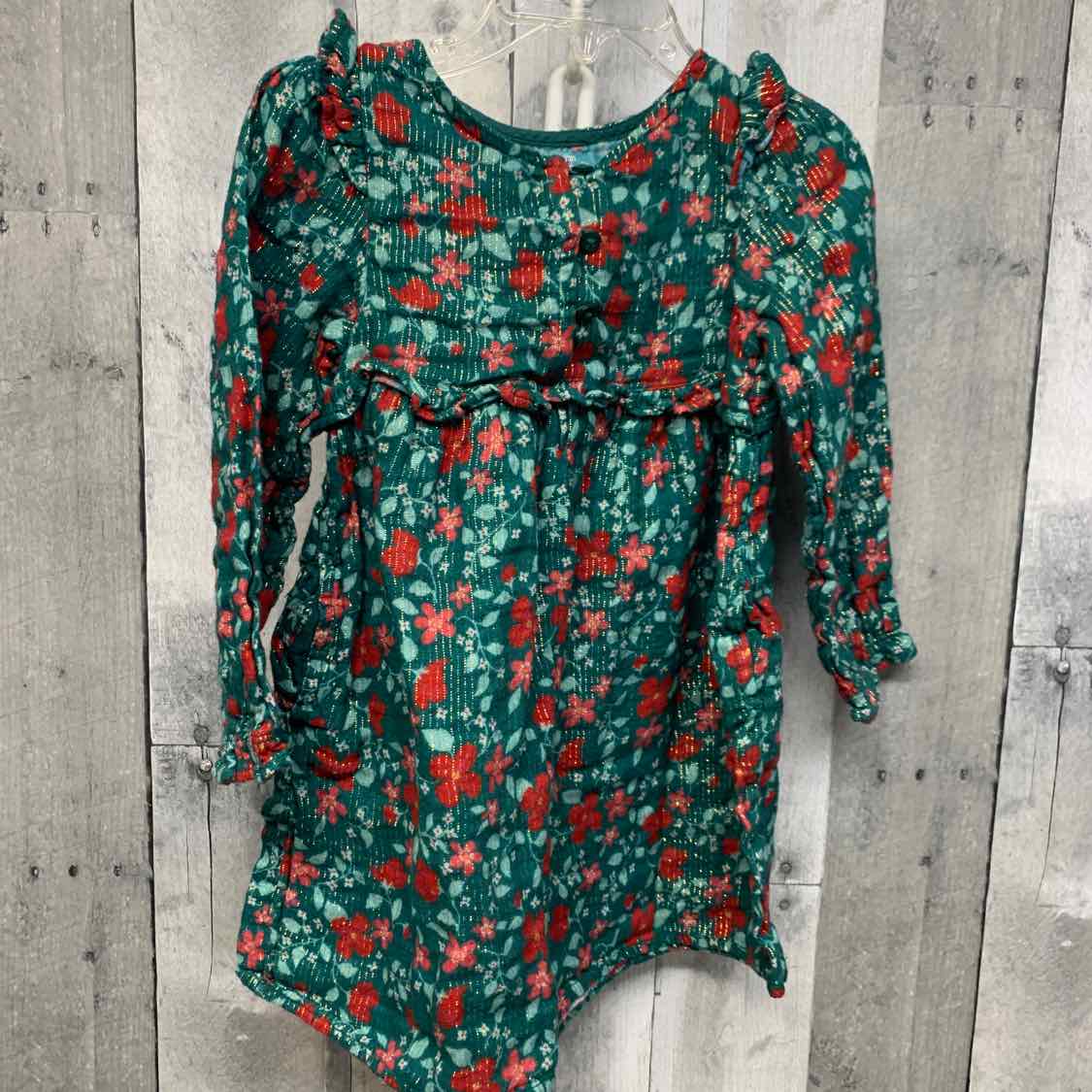 Size 3T Green/Red Cat & Jack LS Dress