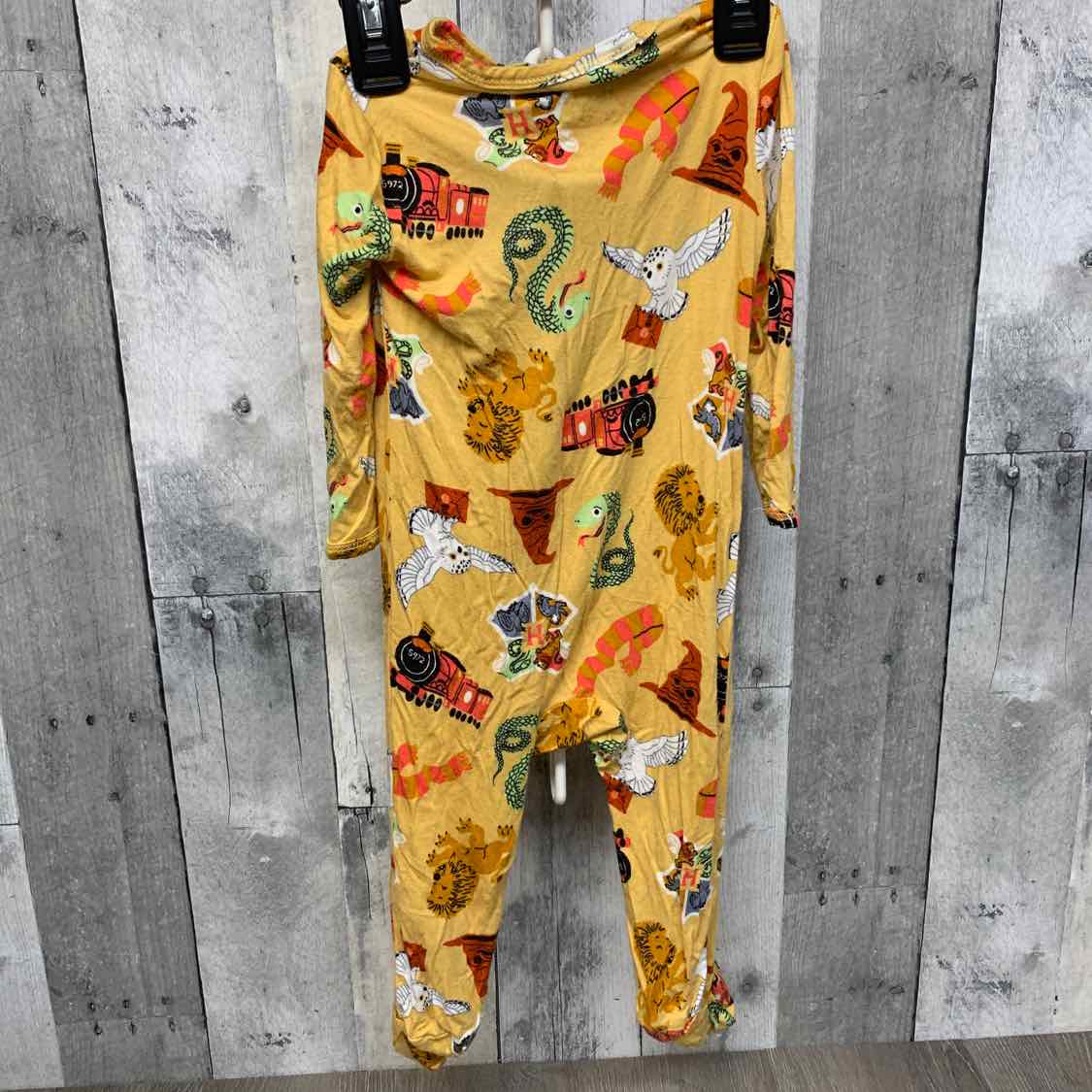 Size 6-9 Months Yellow Print Bamboo Footy PJs
