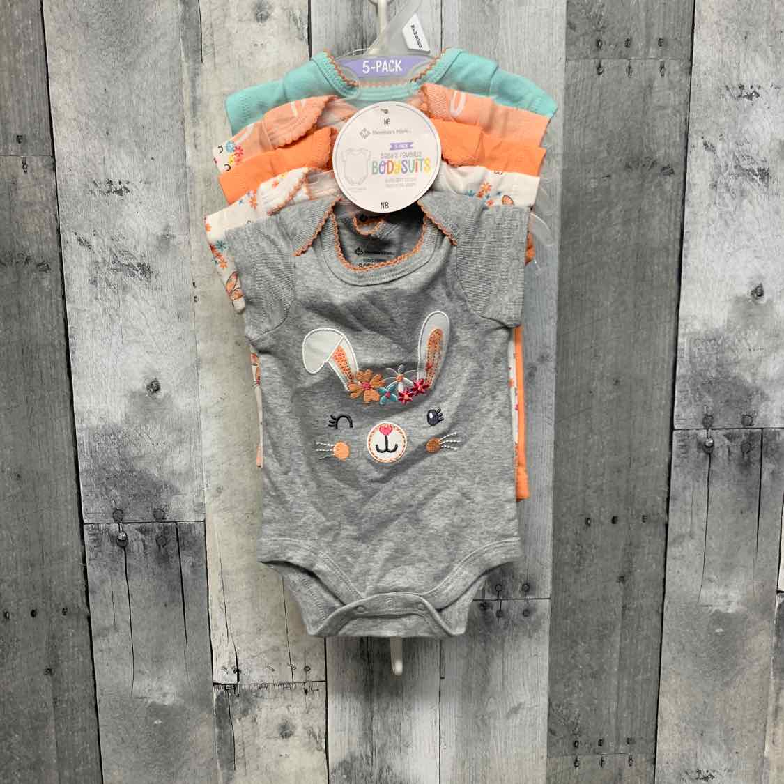 Size Newborn Gray/Pink Members Mark Bodysuit