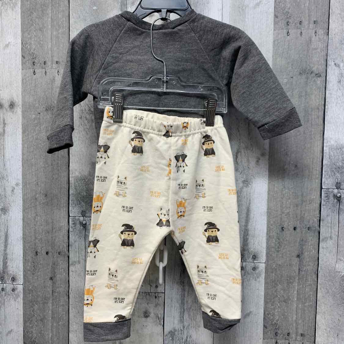 Size 6-9 Months Gray/Yellow Bon Bebe Shirt/Leggings