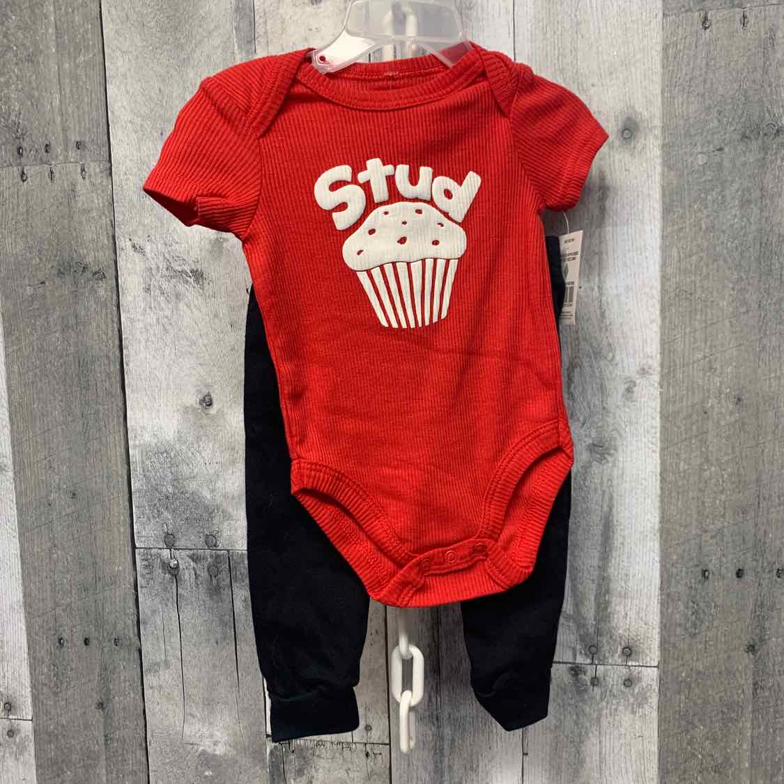 Size 3-6 Months Red/Black Kid Athletes Shirt/Pants
