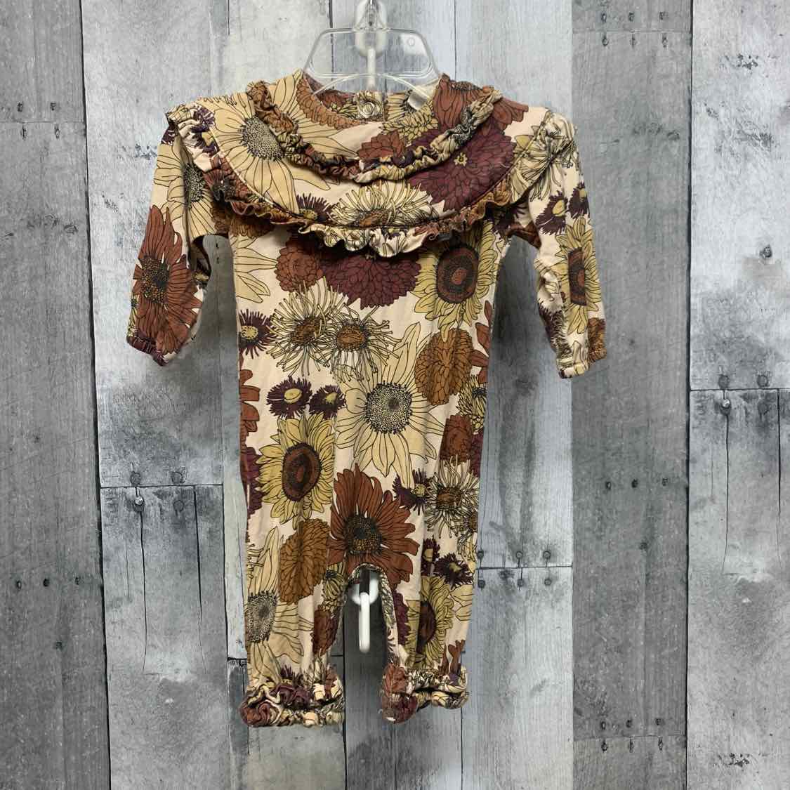 Size 3-6 Months Brown Floral Print Kate Quinn Romper