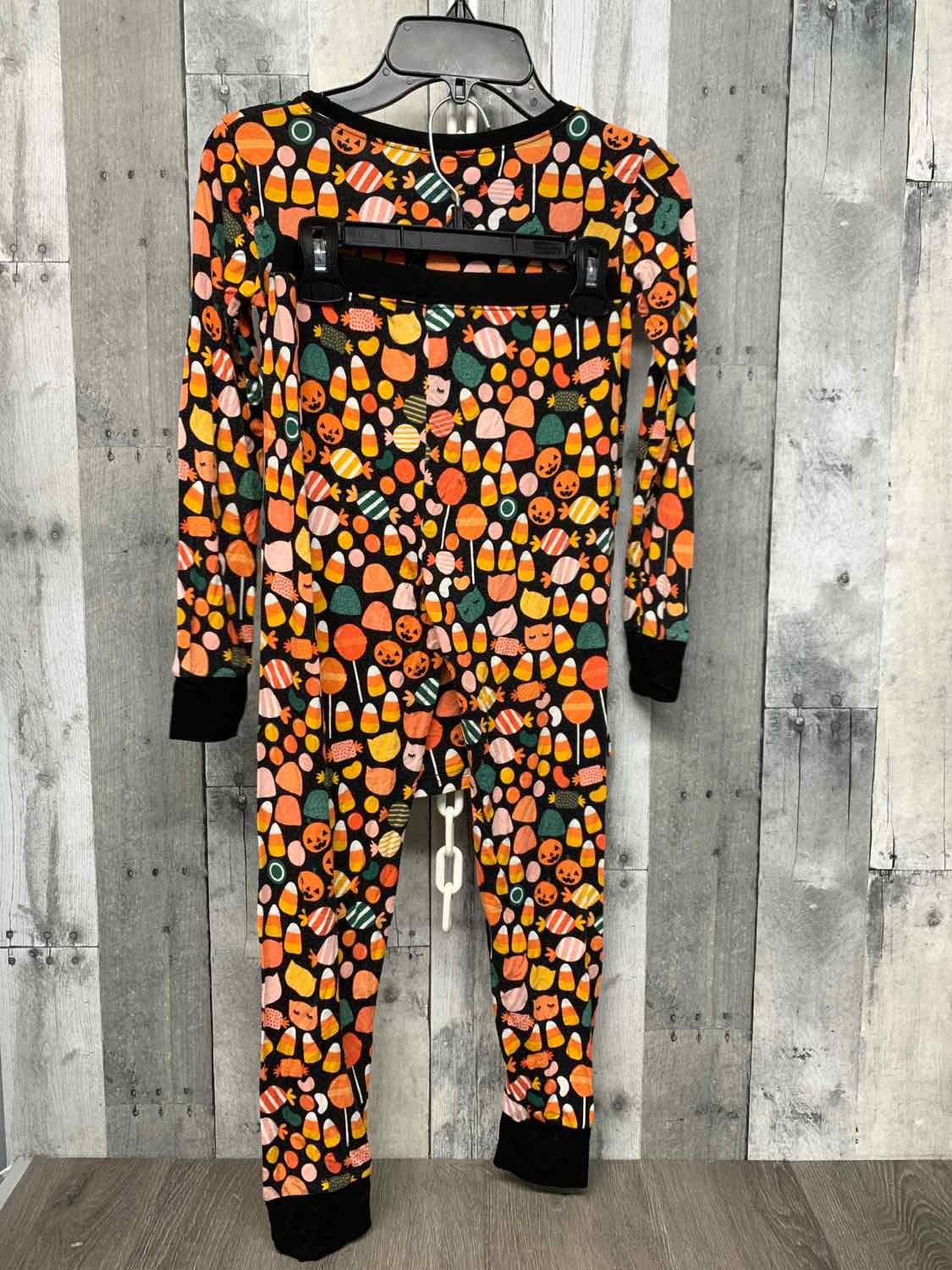 Size 9/10 Black/Orange Little Sleepies 2pc PJs