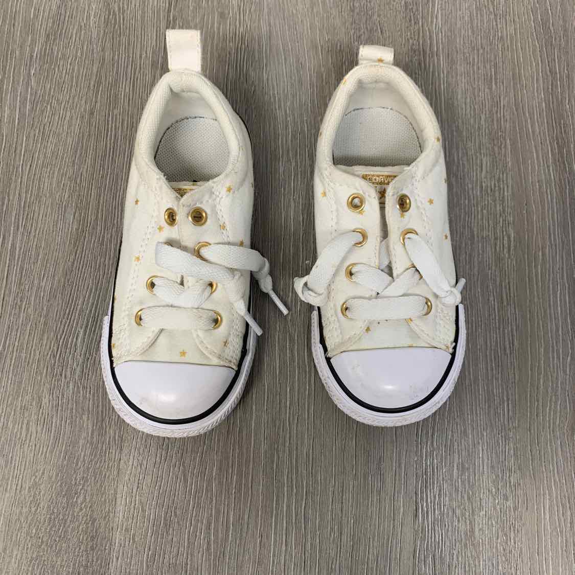 Size 8 White/Gold Converse Sneakers