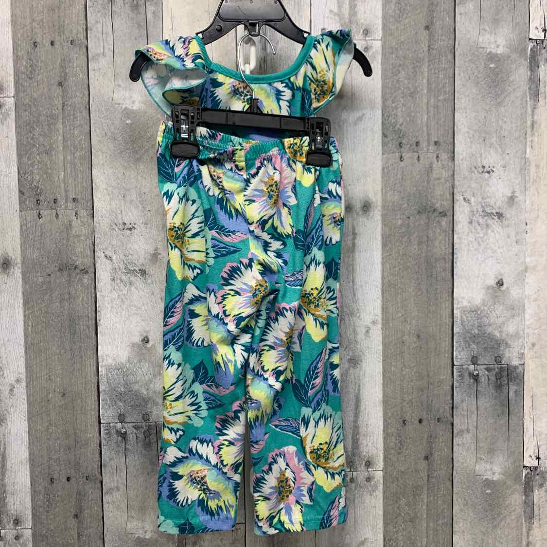 Size 3T Green Print Carter's 2pc PJs